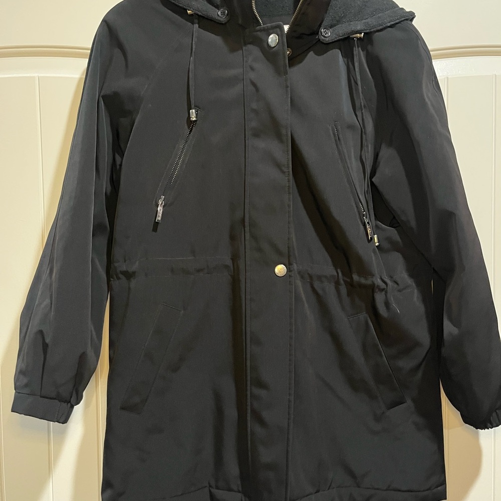 Liz Claiborne Black Hooded Coat